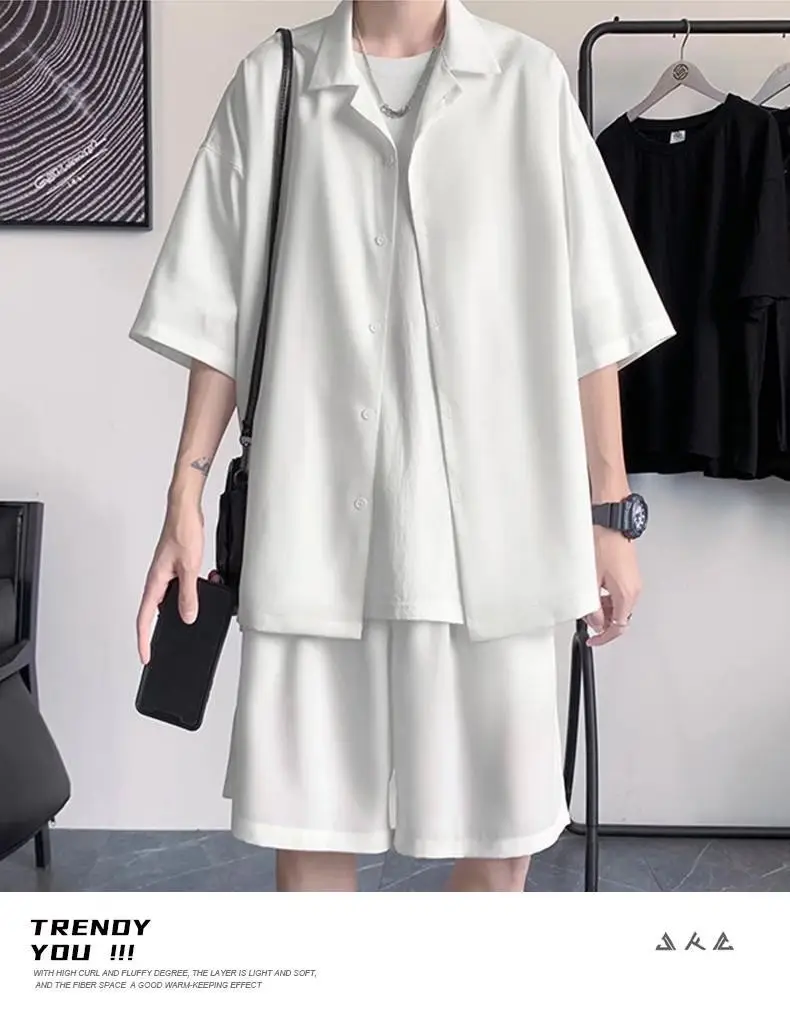 Men Black Casual Half Sleeve Shirt & Shorts Set — feature 8
