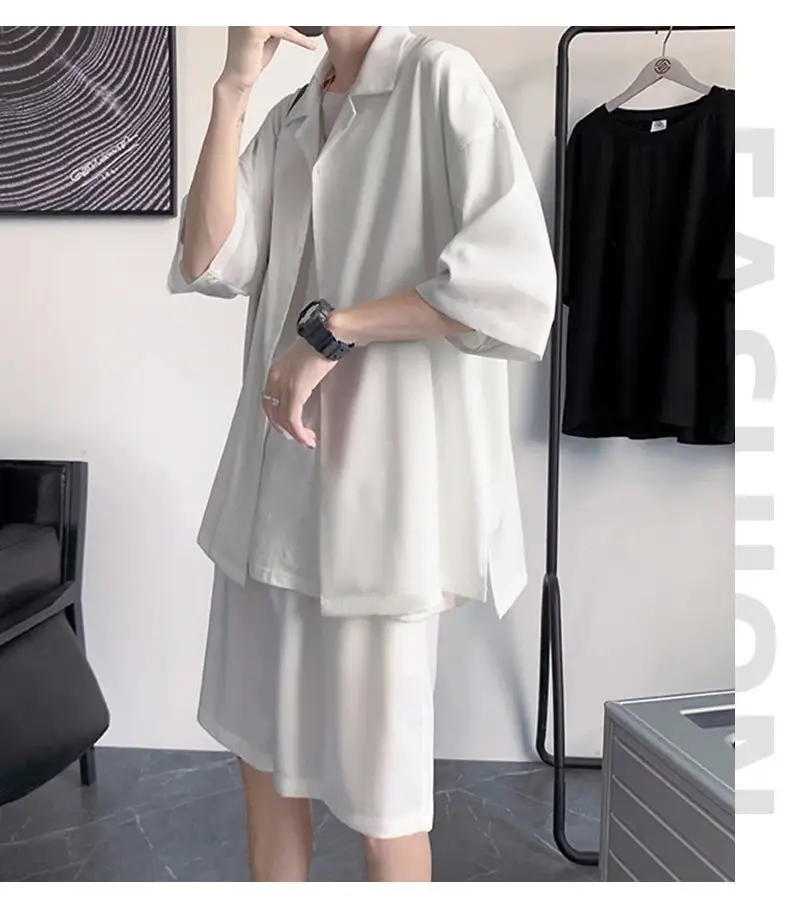 Men Black Casual Half Sleeve Shirt & Shorts Set — feature 9
