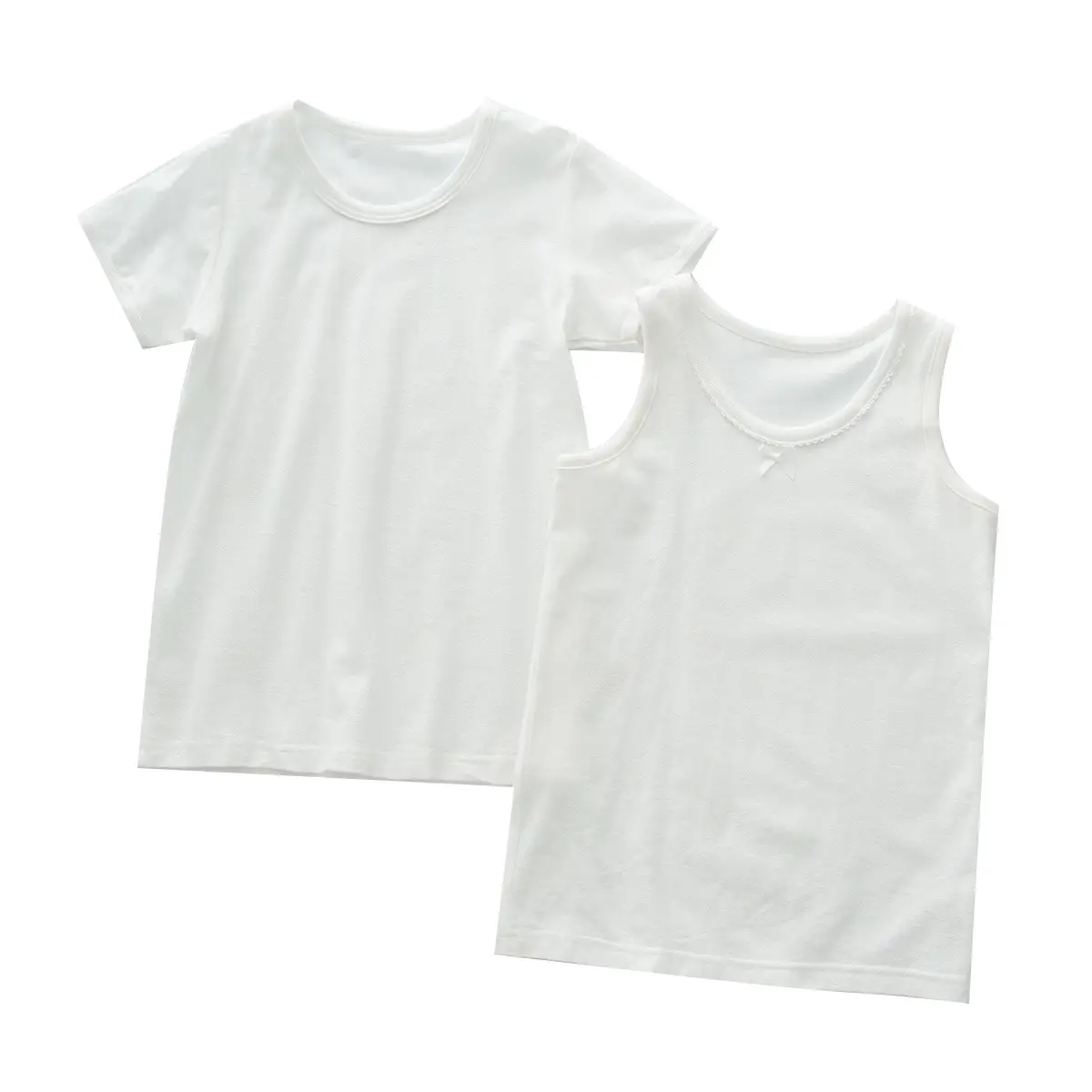 White Cotton Two-Piece Tank Top Set Large - Image 8