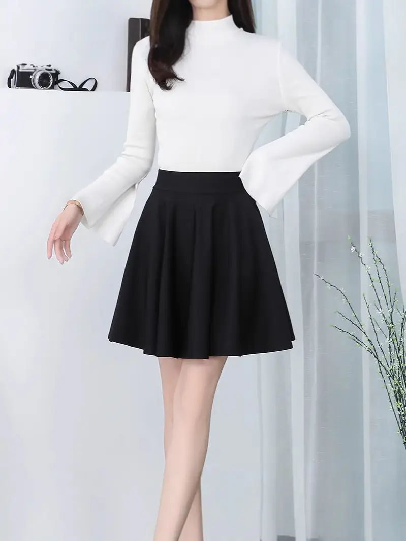 Black Elastic Pleated Skirt High Waist Women - Image 4