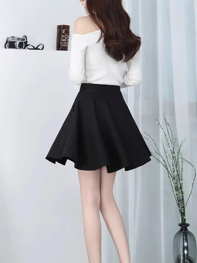 Black Elastic Pleated Skirt High Waist Women - Image 5