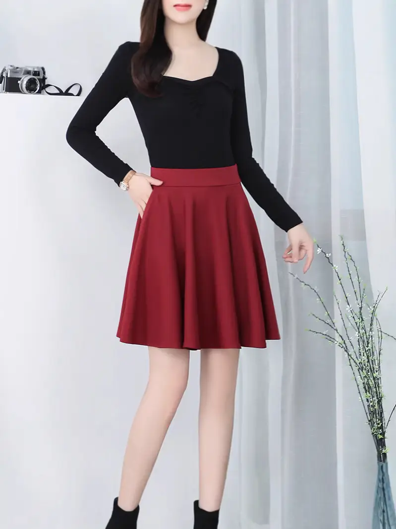 Black Elastic Pleated Skirt High Waist Women - Image 6