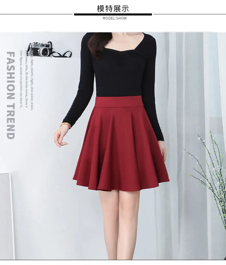 Black Elastic Pleated Skirt High Waist Women — feature 10