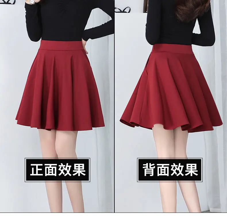 Black Elastic Pleated Skirt High Waist Women — feature 12