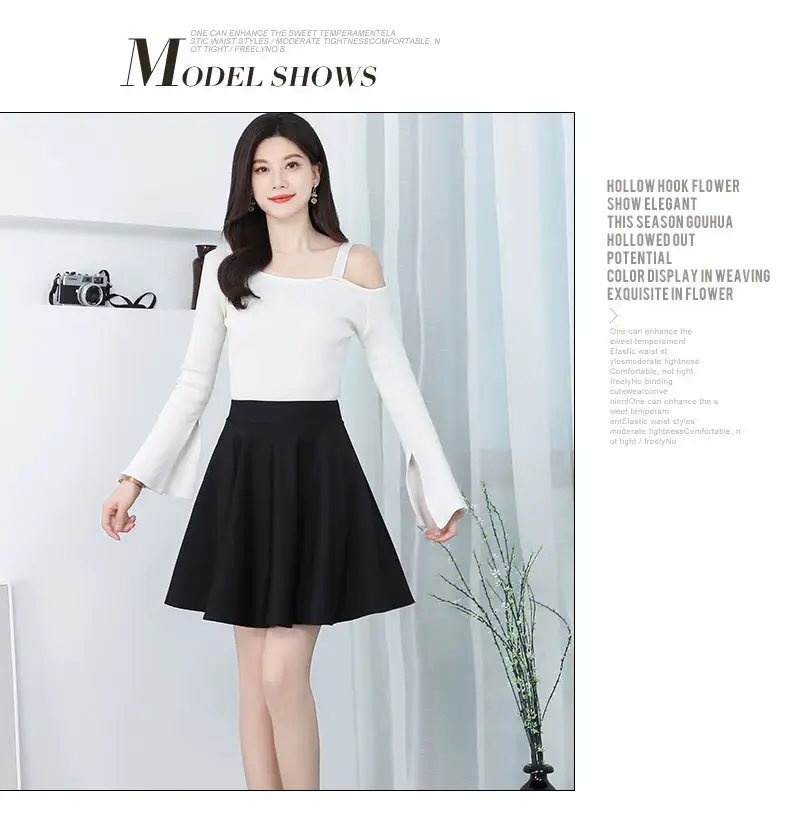 Black Elastic Pleated Skirt High Waist Women — feature 14
