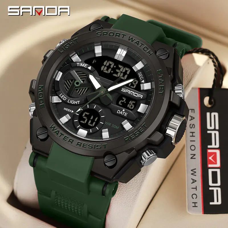 Sanda Black Explosions Youth Watch with Digital Display
