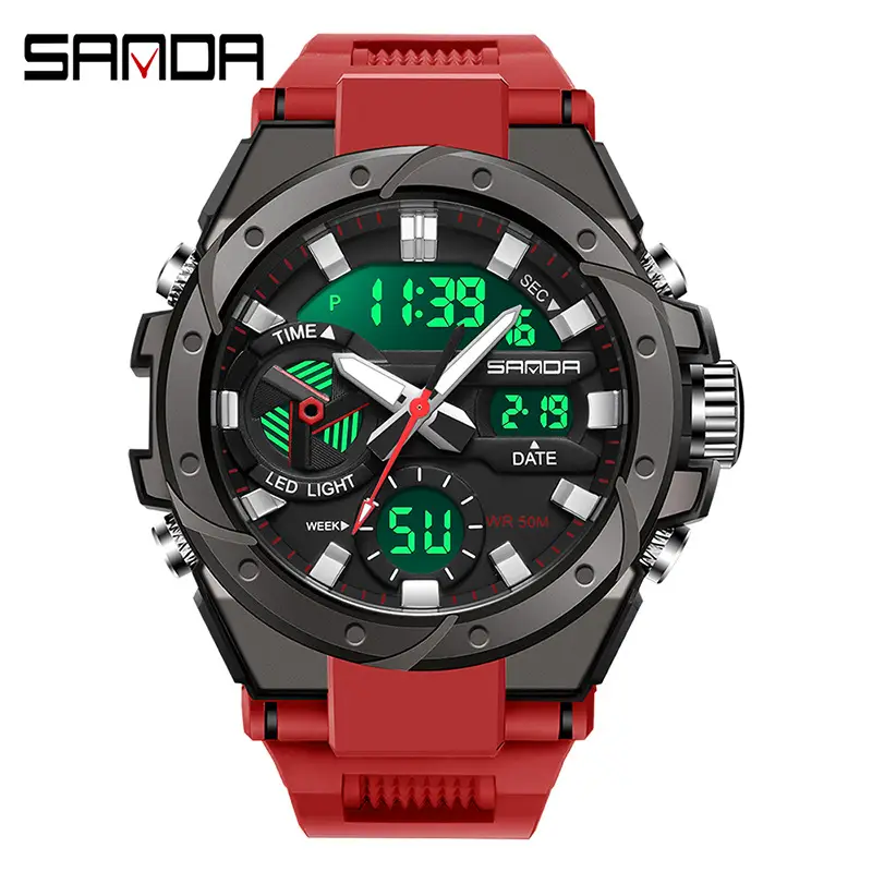 Sanda Black Explosions Youth Watch with Digital Display