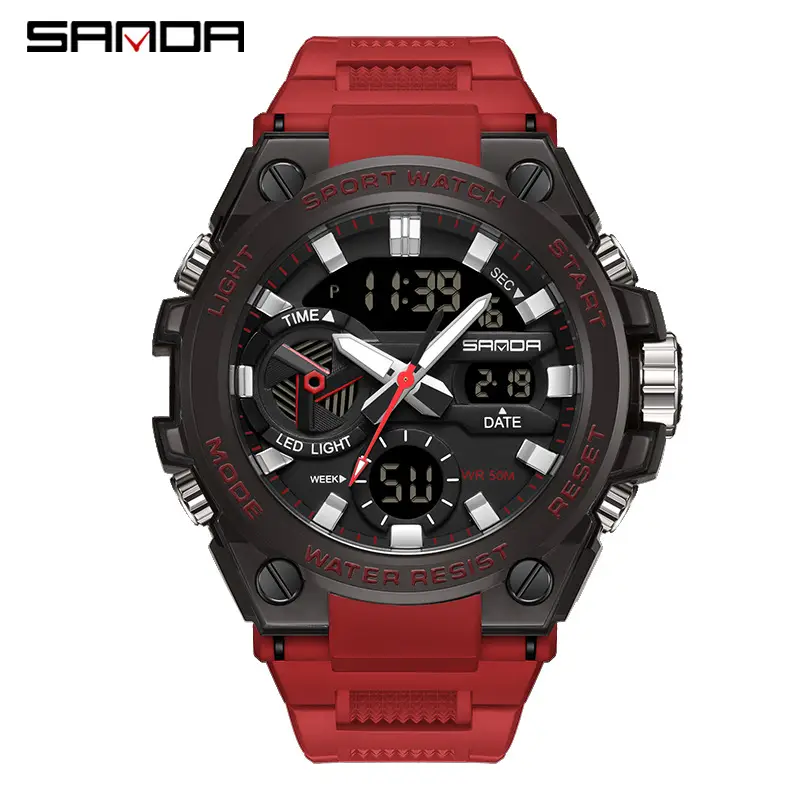 Sanda Black Explosions Youth Watch with Digital Display