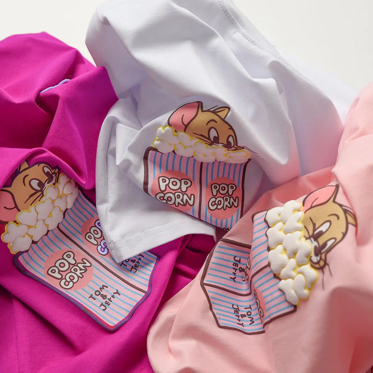 Tom and Jerry Cotton Cartoon T-Shirt Pink Large - Image 7