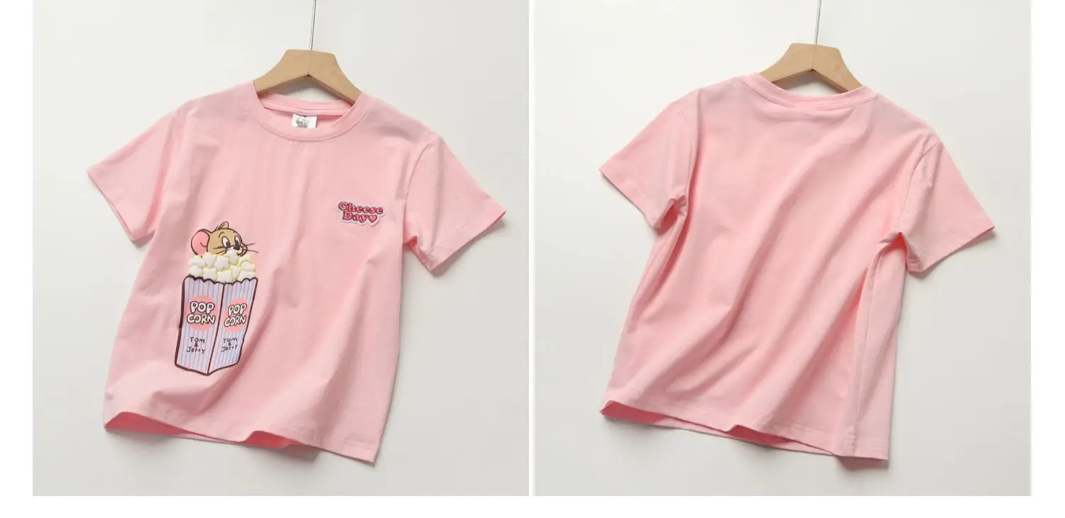Tom and Jerry Cotton Cartoon T-Shirt Pink Large — feature 3
