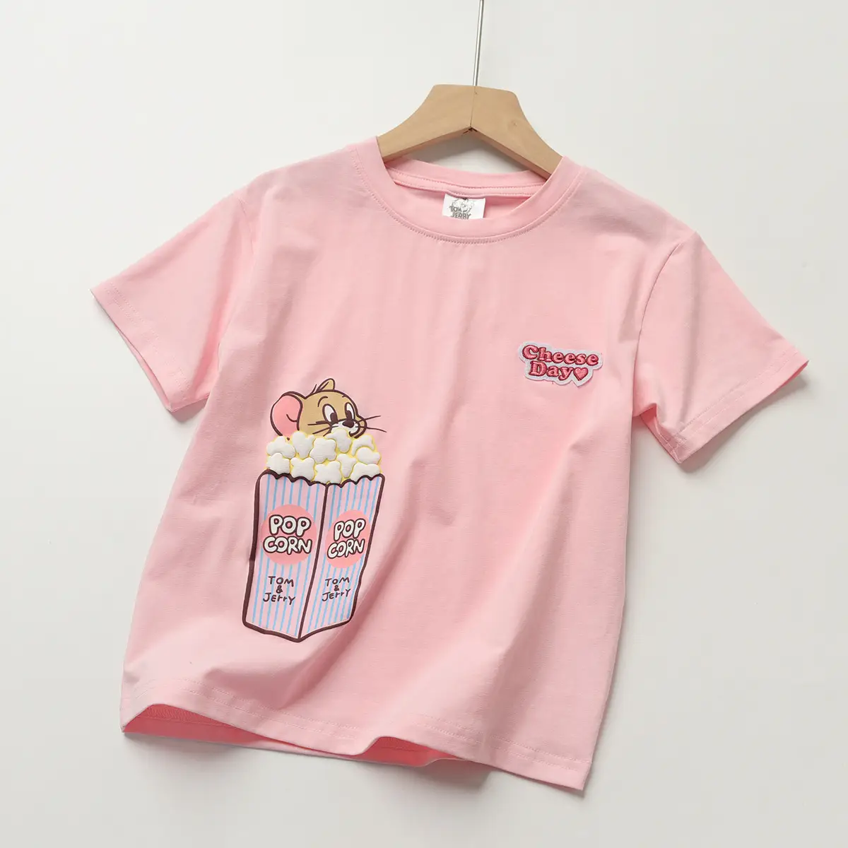 Tom and Jerry Cotton Cartoon T-Shirt Pink Large - Image 2