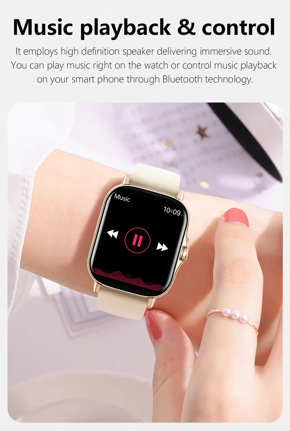 Gold Mesh Smart Watch with Touch Screen & Bluetooth — feature 10