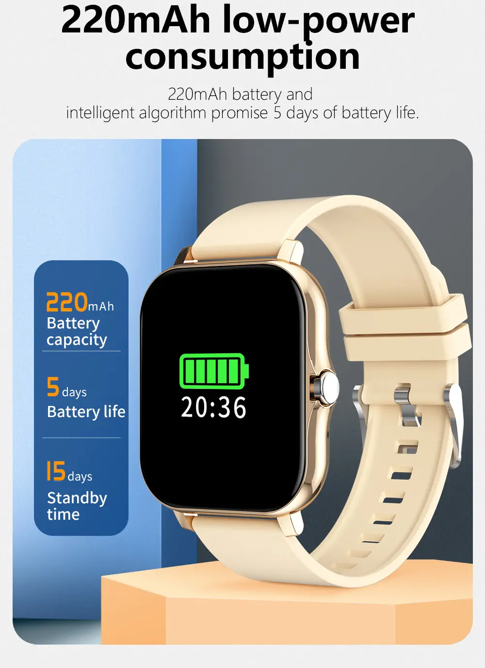Gold Mesh Smart Watch with Touch Screen & Bluetooth — feature 12