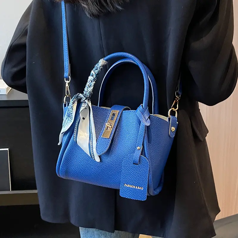 Blue Leather Shoulder Messenger Bag for Women 2023 - Image 4