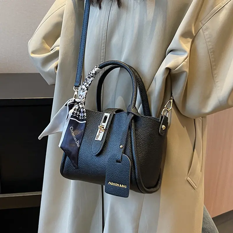 Blue Leather Shoulder Messenger Bag for Women 2023 - Image 6