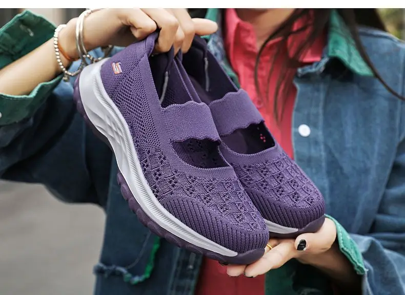 Women's Walking Shoes 2025 Spring and Summer New Foreign Trade Cross-Border Slip-On Casual Sports Fly-Knit Shoes Wholesale — feature 24