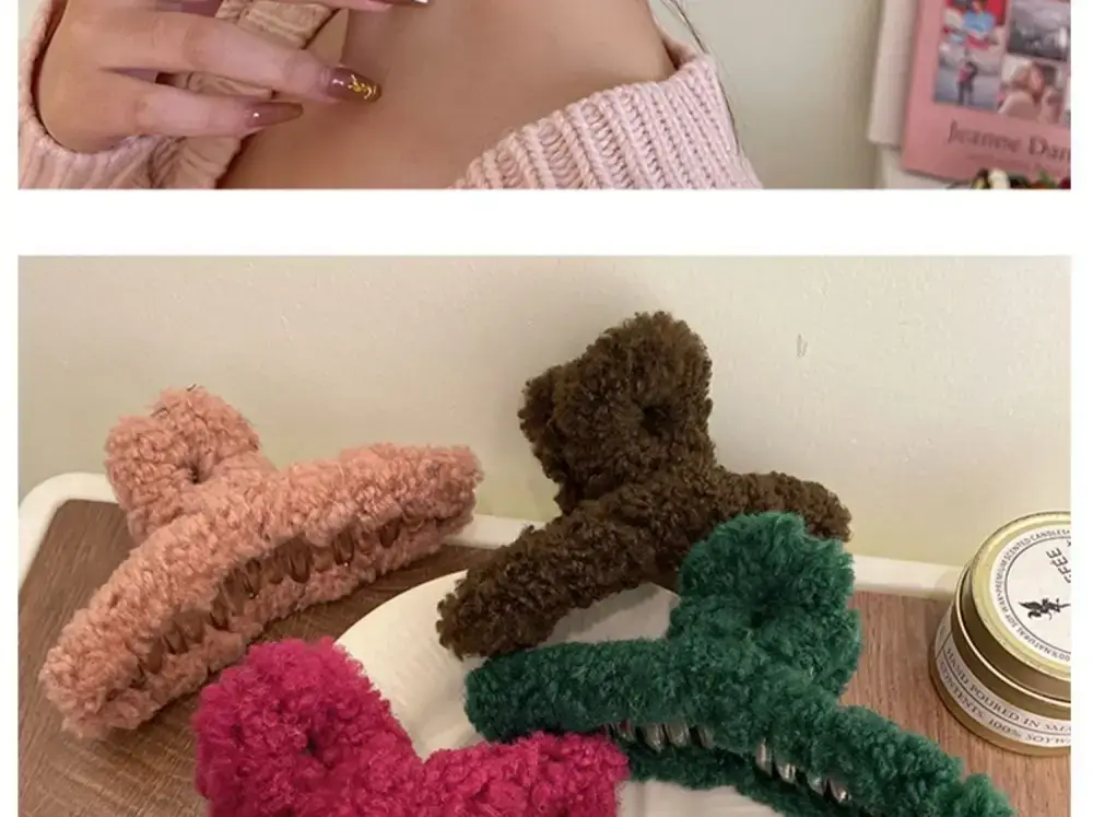 Plush Hair Clip for Women Large Shark Clip Autumn Winter — feature 12