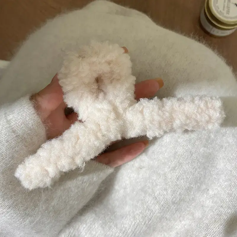 Plush Hair Clip for Women Large Shark Clip Autumn Winter - Image 7