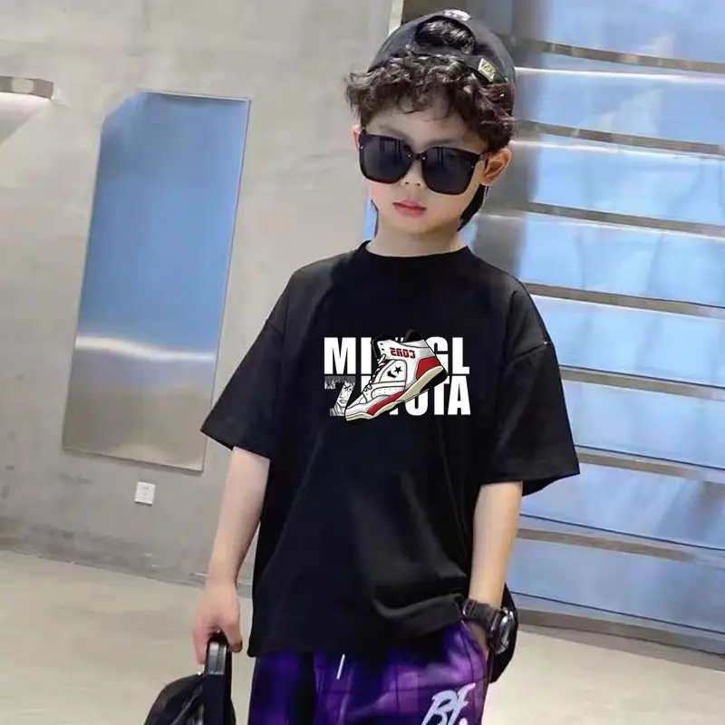 Kids Black T-Shirt Summer 2025 Medium Large — feature 24