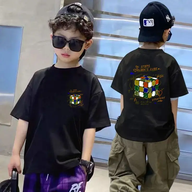 Kids Black T-Shirt Summer 2025 Medium Large — feature 28