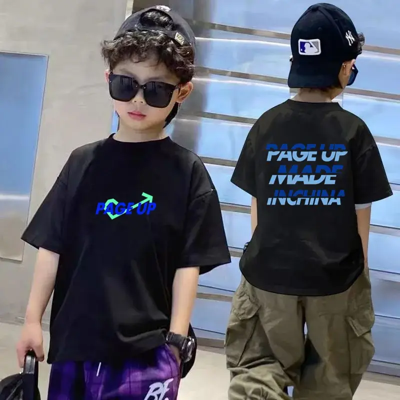 Kids Black T-Shirt Summer 2025 Medium Large — feature 36