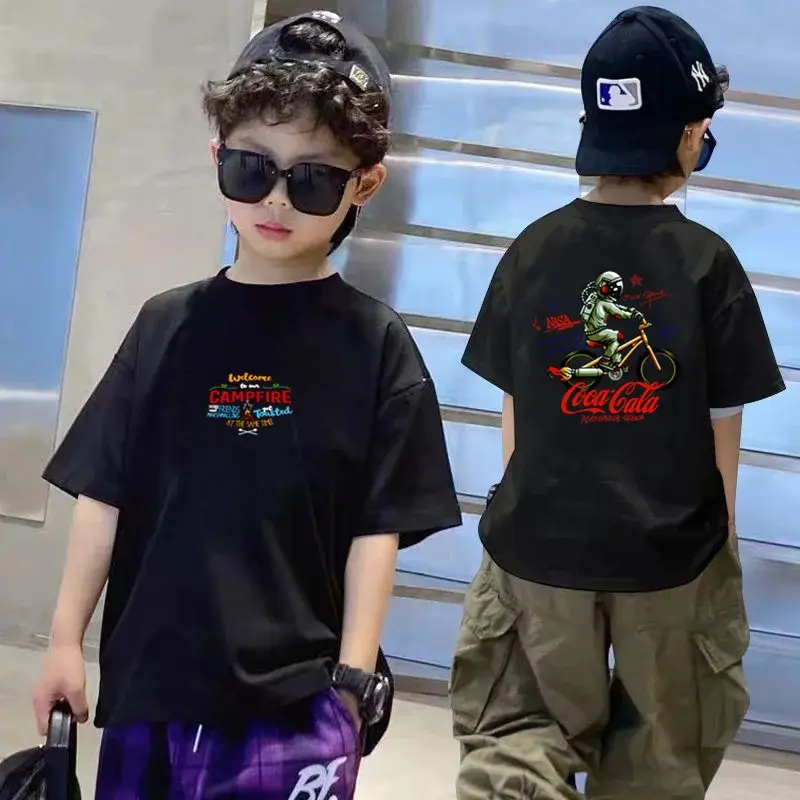 Kids Black T-Shirt Summer 2025 Medium Large - Image 14