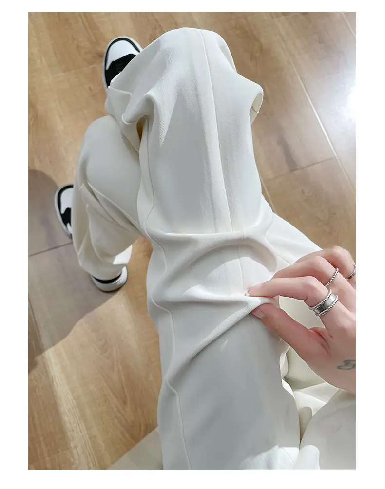 Women's White Slim Fit Bell Bottom Pants with High Waist — feature 16