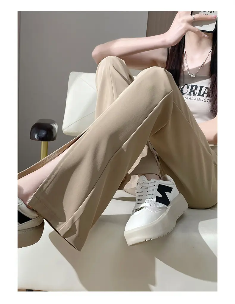 Women's White Slim Fit Bell Bottom Pants with High Waist — feature 24