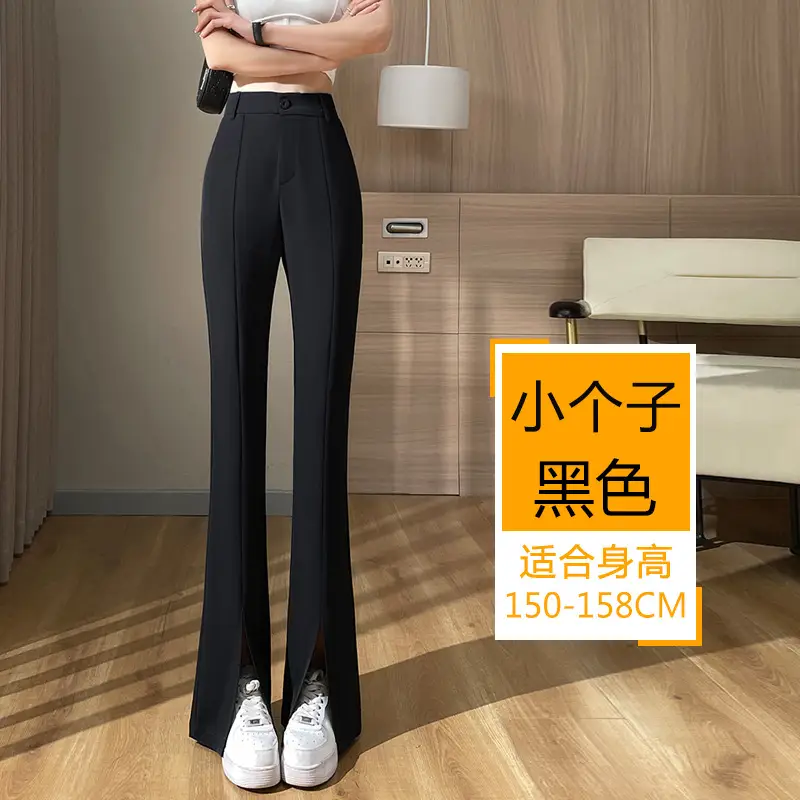 Women's White Slim Fit Bell Bottom Pants with High Waist - Image 4