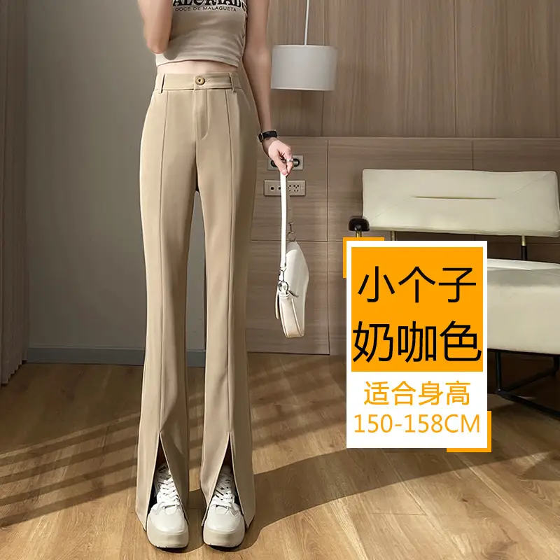 Women's White Slim Fit Bell Bottom Pants with High Waist - Image 7