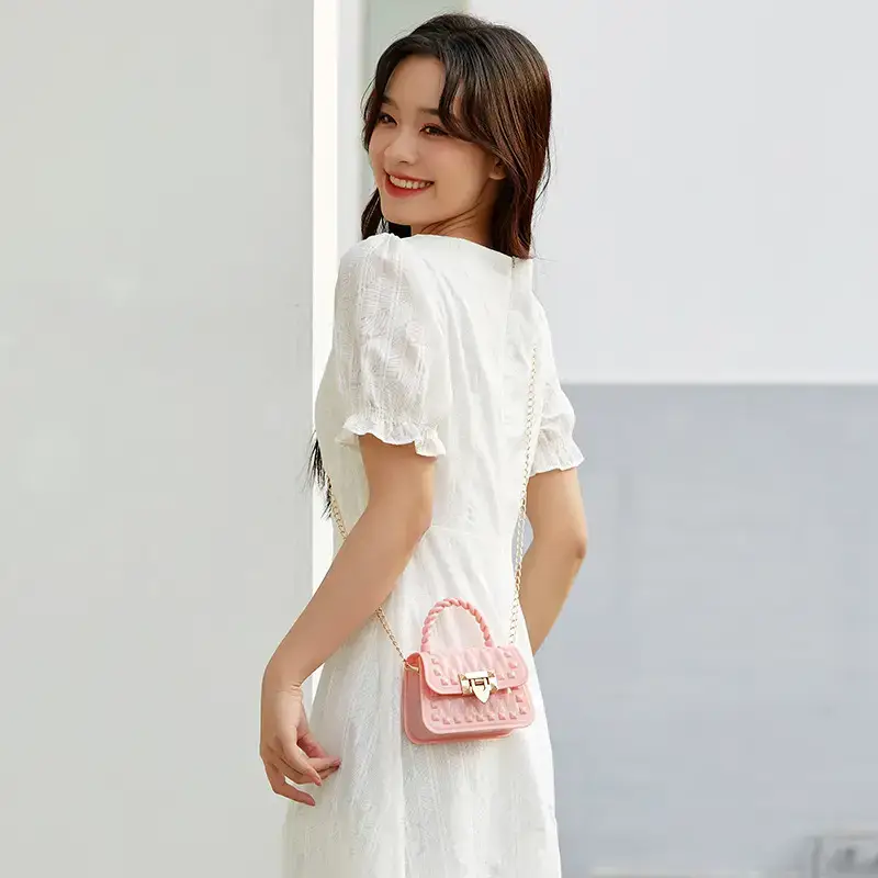 Pink Rivet Chain Shoulder Bag for Women