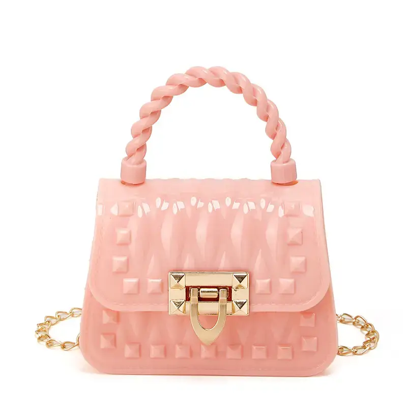 Pink Rivet Chain Shoulder Bag for Women