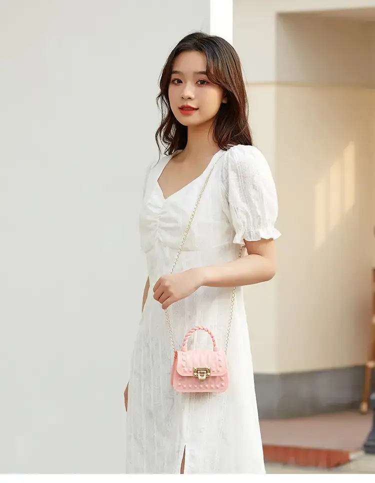 Pink Rivet Chain Shoulder Bag for Women — feature 1