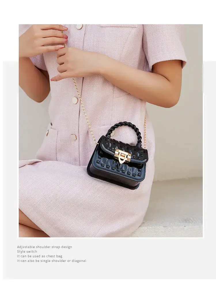 Pink Rivet Chain Shoulder Bag for Women — feature 13