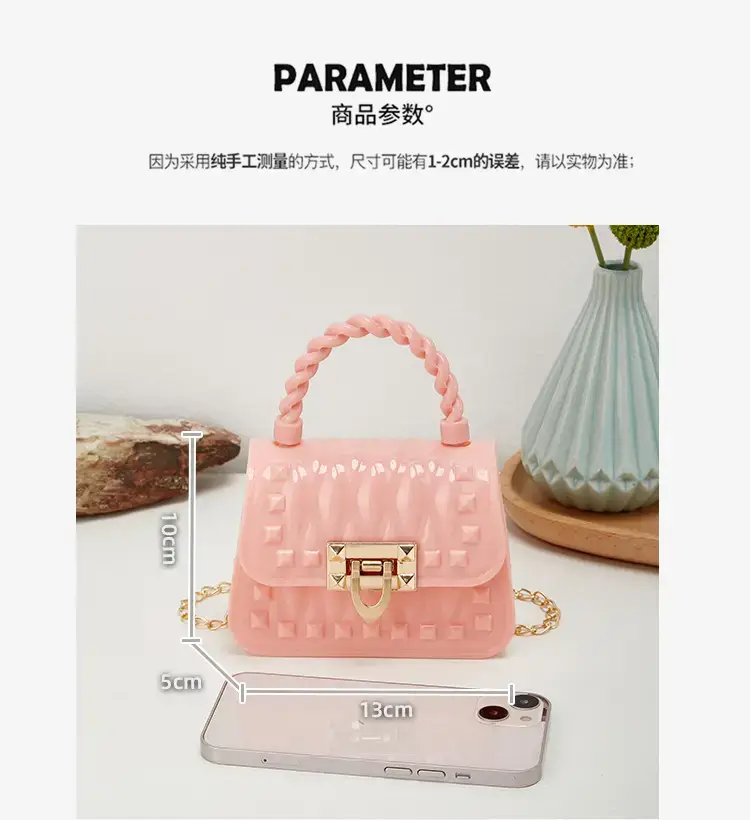 Pink Rivet Chain Shoulder Bag for Women — feature 19