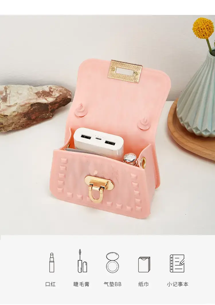 Pink Rivet Chain Shoulder Bag for Women — feature 5