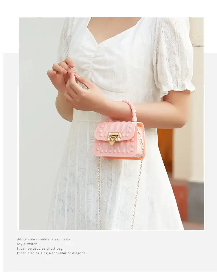 Pink Rivet Chain Shoulder Bag for Women — feature 9