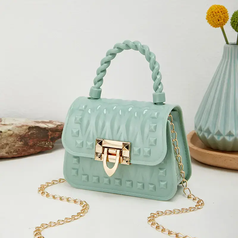 Pink Rivet Chain Shoulder Bag for Women