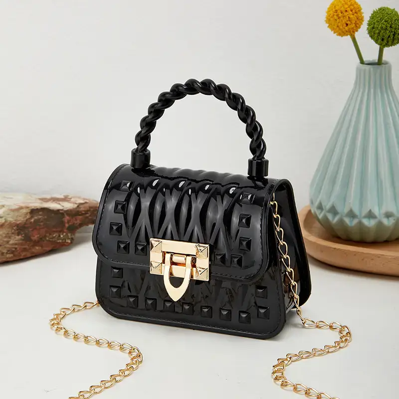 Pink Rivet Chain Shoulder Bag for Women