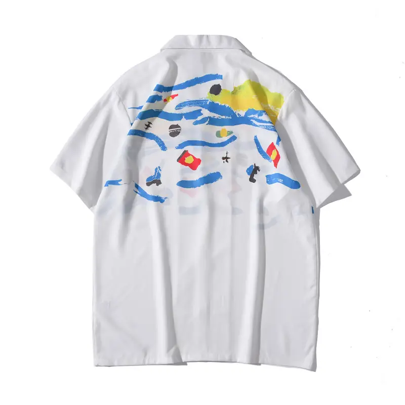 Men's Hawaiian Printed Short Sleeve Shirt White - Image 5