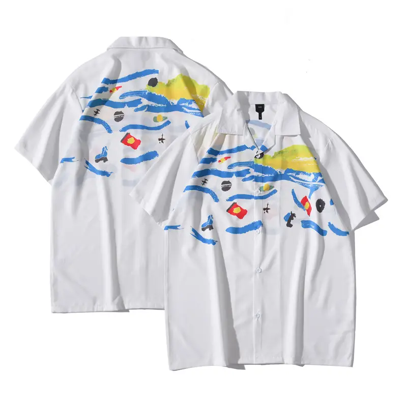 Men's Hawaiian Printed Short Sleeve Shirt White - Image 8