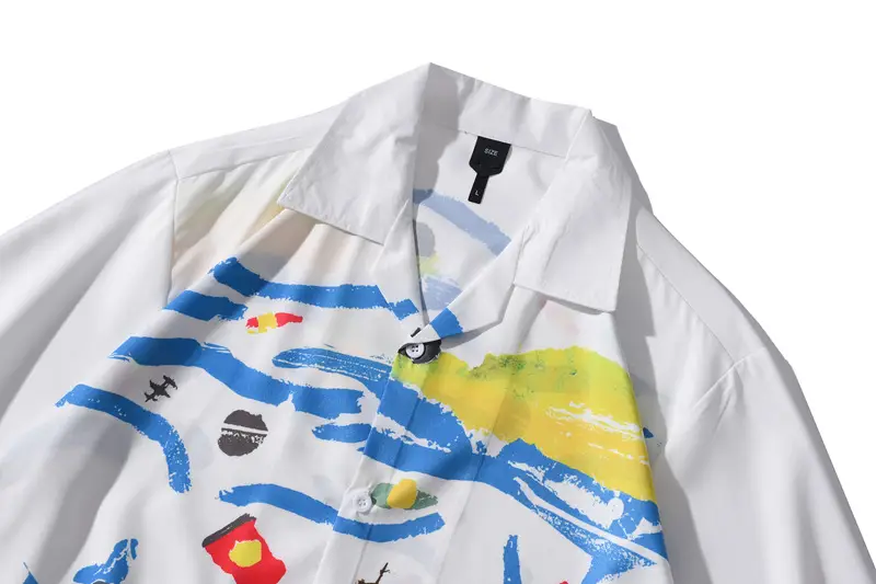 Men's Hawaiian Printed Short Sleeve Shirt White — feature 6