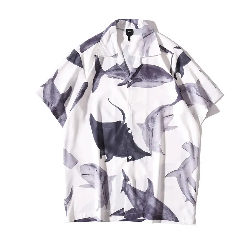 Men's Hawaiian Printed Short Sleeve Shirt White - Image 4