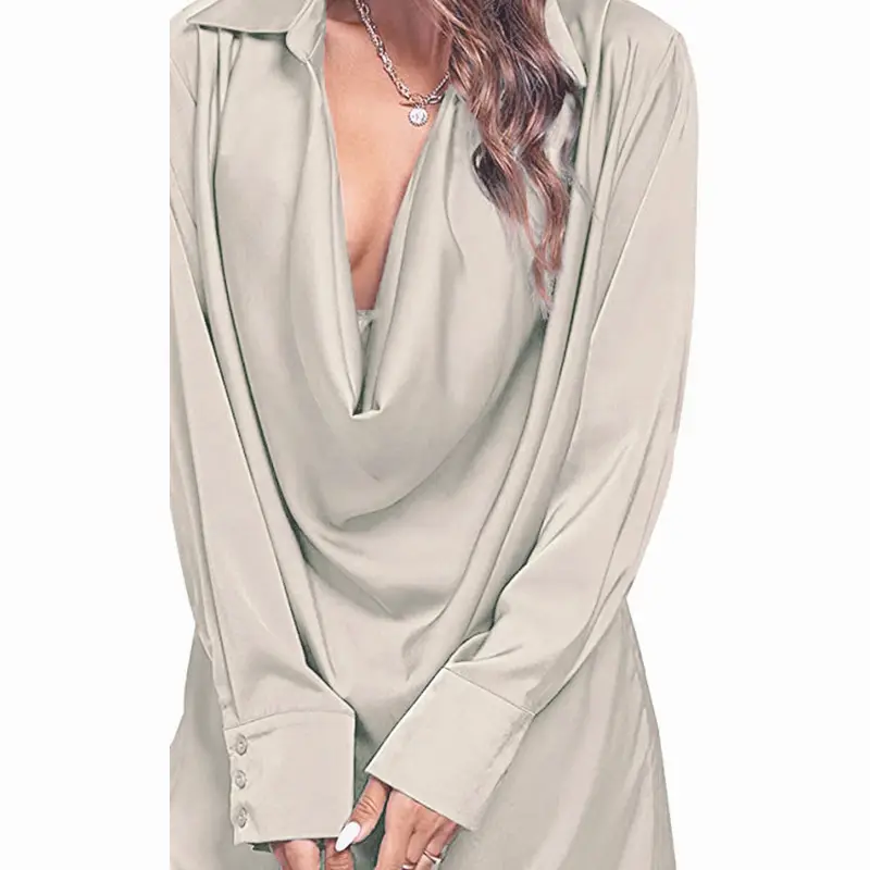 Red Loose Sleeve Collar Dress for Women — feature 11