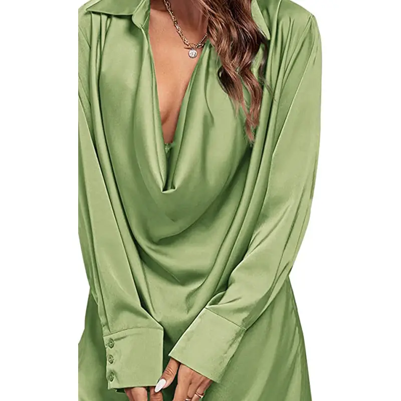 Red Loose Sleeve Collar Dress for Women — feature 14