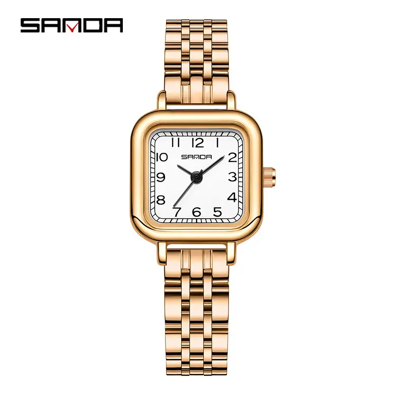 Gold Quartz Watch for Women with Leather Strap - Image 12