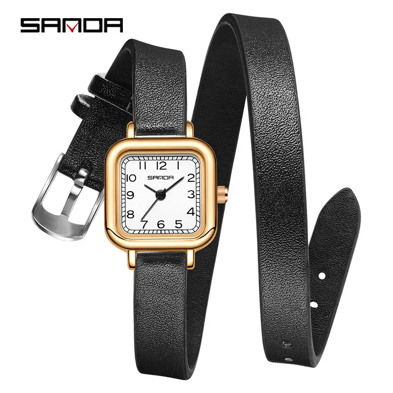 Gold Quartz Watch for Women with Leather Strap - Image 15
