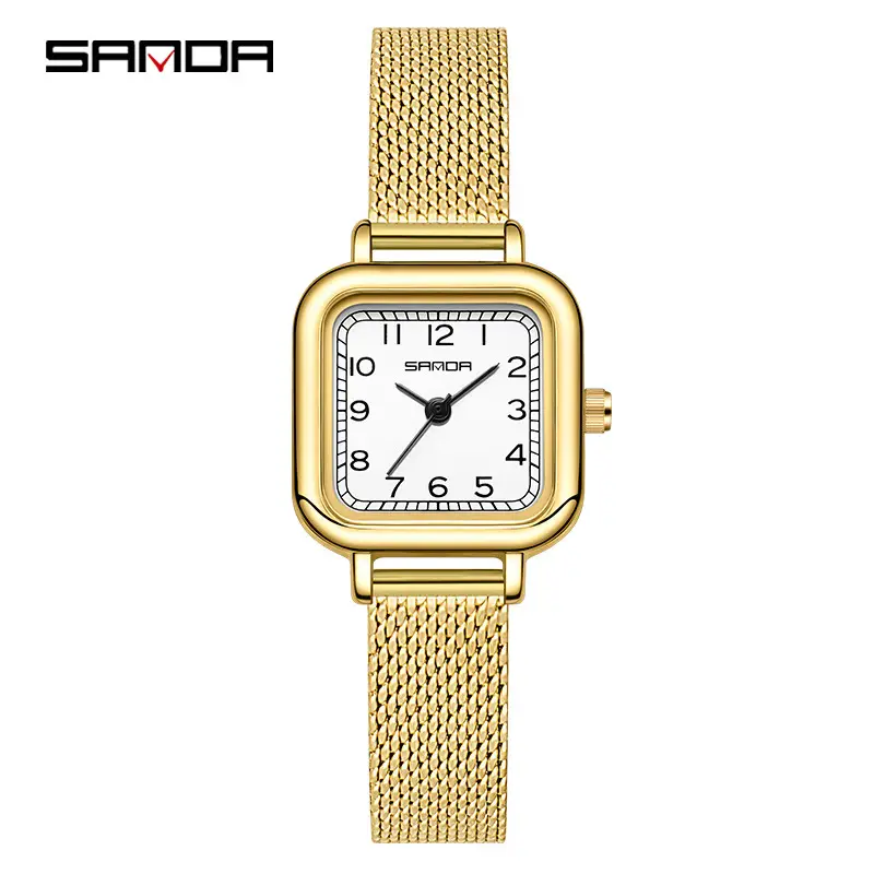 Gold Quartz Watch for Women with Leather Strap - Image 8