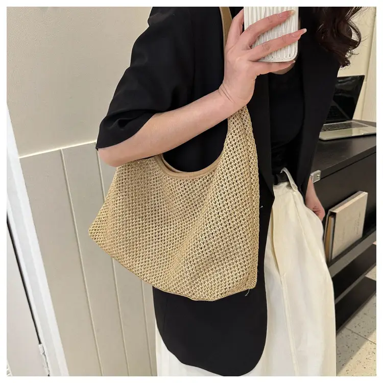 Vintage Woven Straw Tote Bag for Women Large Capacity — feature 12