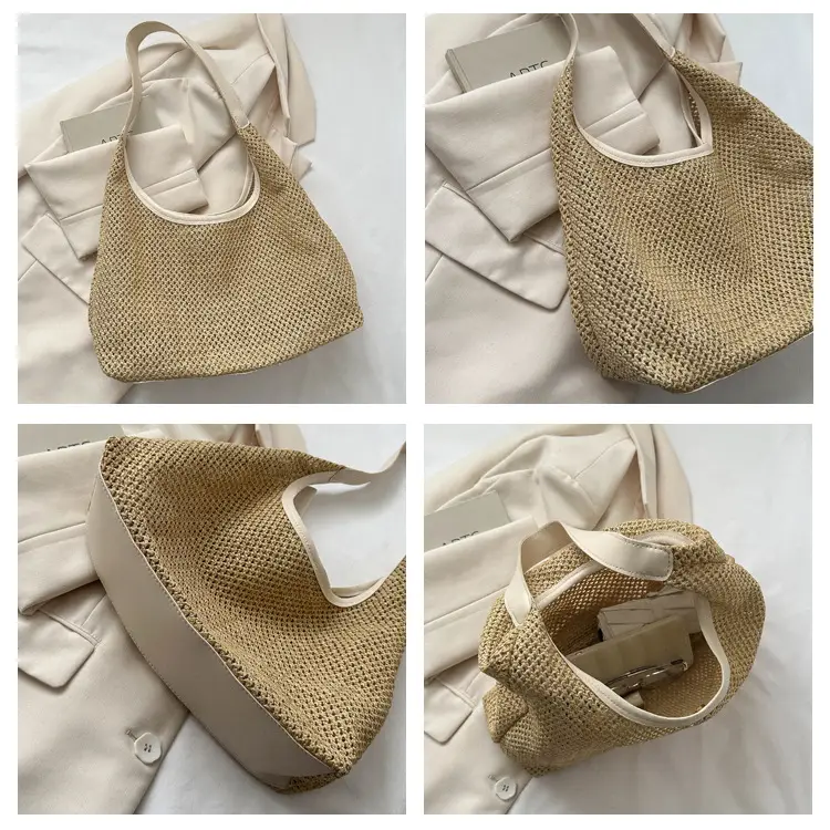 Vintage Woven Straw Tote Bag for Women Large Capacity — feature 6